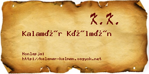 Kalamár Kálmán névjegykártya